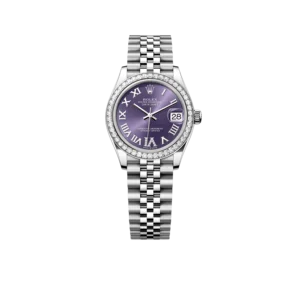 Rolex Datejust 31 278384RBR 'Ladies' Stainless Steel Diamond Bezel Violet Roman Dial Jubilee
