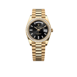 Rolex Day-Date 40 Presidential 228348RBR Diamond Bezel Baguette Onyx Dial